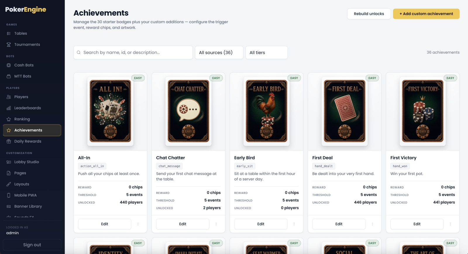 Achievements engine
