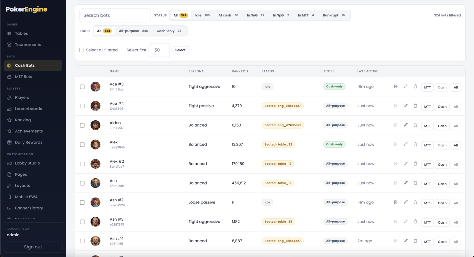 Persistent bot pool