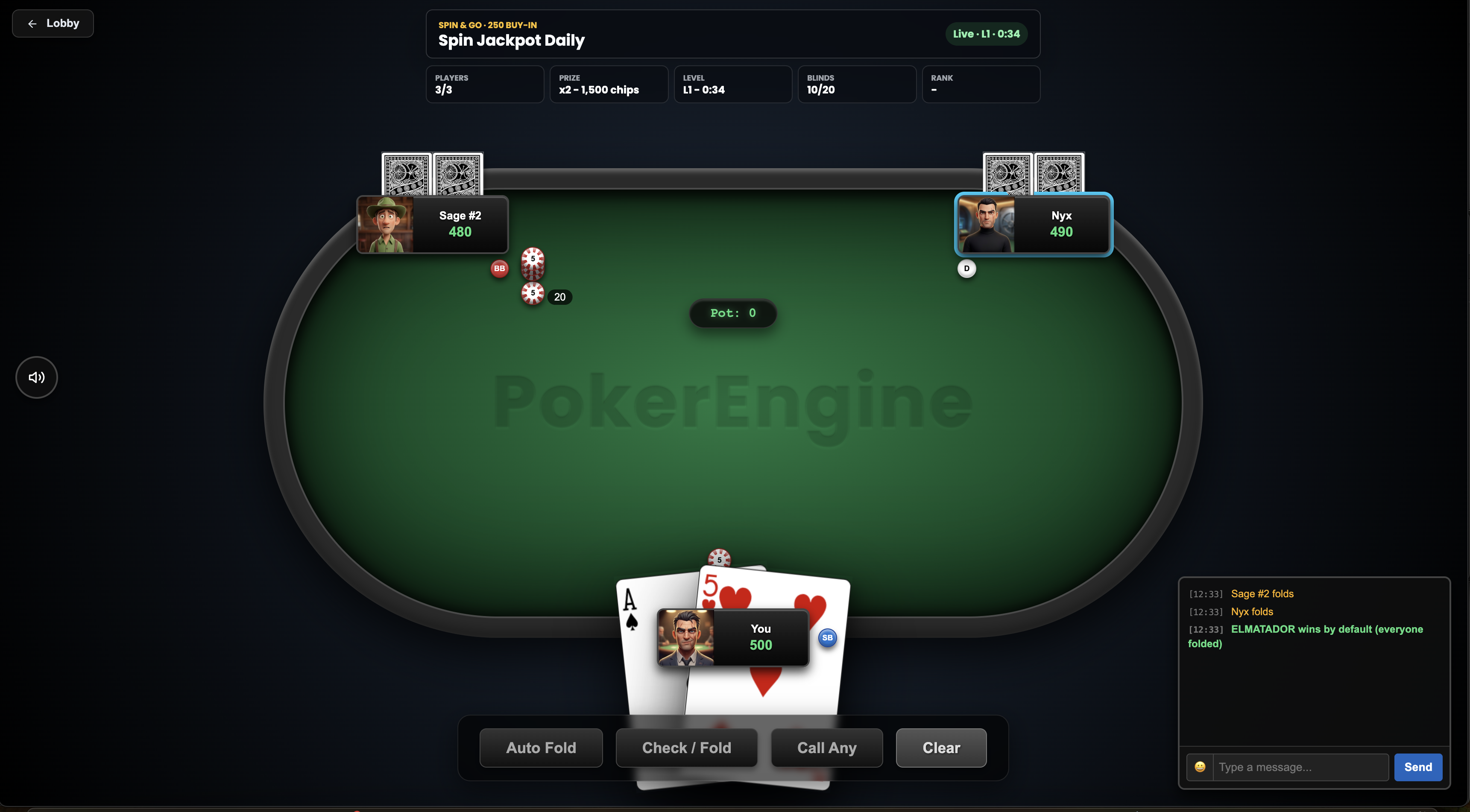Heads-up showdown